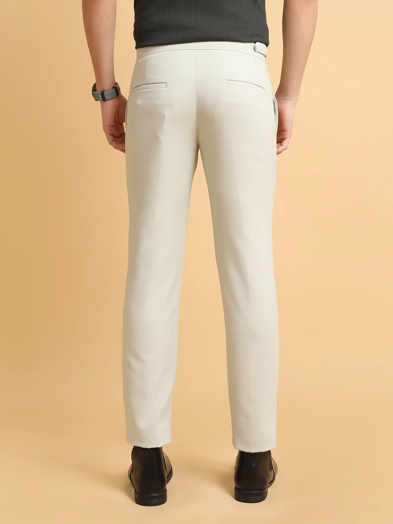 Maniac  Maniac Mens Gurkha Solid Cream Cotton Trouser for Men | Best Price UAE
